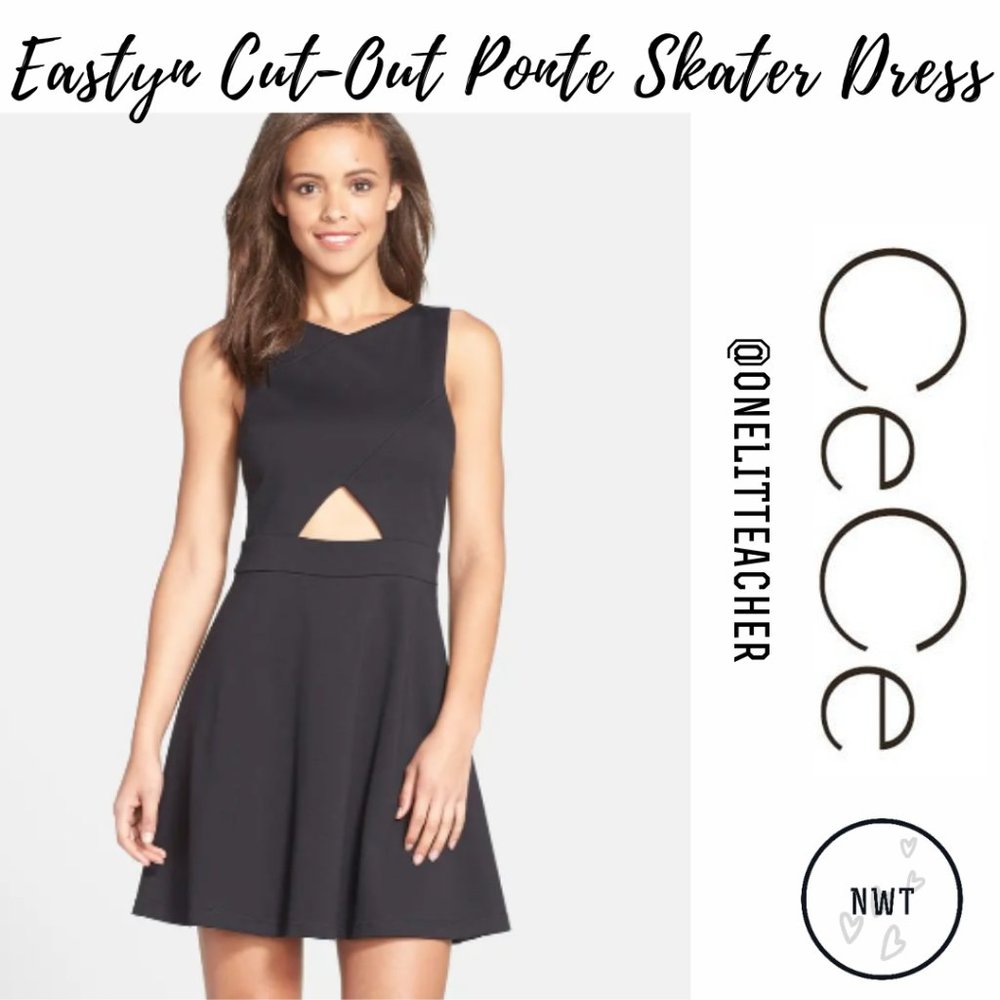 CeCe 'Eastyn' Cutout Ponte Skater Dress
